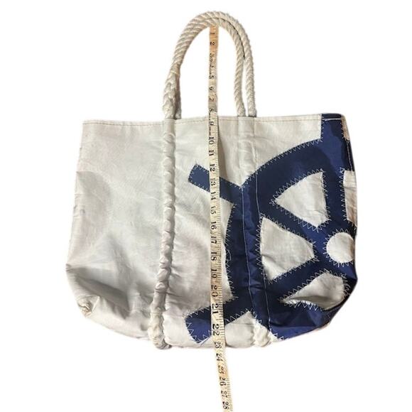 Maine Seabags Sea Large Tote Bag Beachy Nautical Ship Wheel Sailcloth Rope Blue - Picture 7 of 9